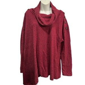 NEW YORK LAUNDRY Women’s Size L Cowl Neck Rose Honeycomb Pullover Tunic